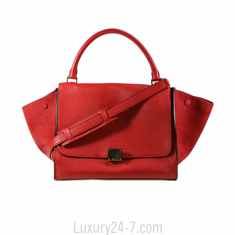 Celine Drummed Calfskin Vermillion Medium Trapeze Bag | eBay  