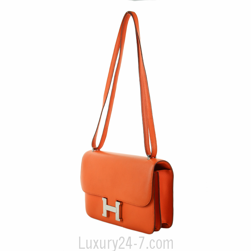 hermes orange swift leather constance elan  