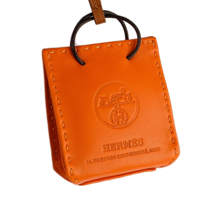 Hermes 2019 Orange Milo Shopping Bag Charm