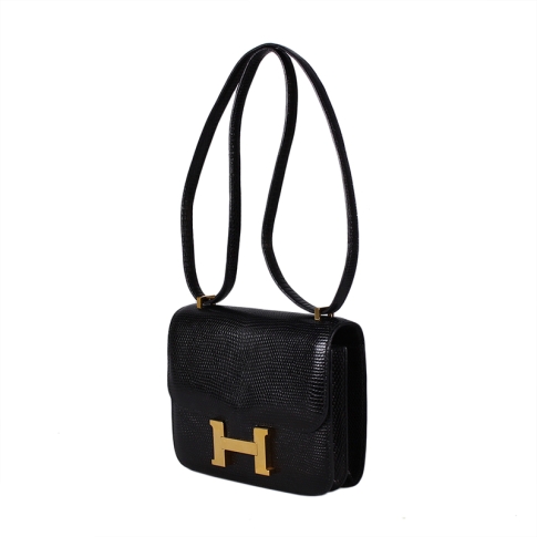 Hermes Alezan Doblis Black Swift Constance Double Gusset MM Bag - Chicjoy