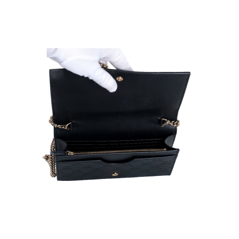 Gucci Guccissima Leather Signature Wrist Wallet on Chain Pochette Bag