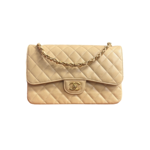Chanel Beige Caviar Classic Double Flap Bag at the best price
