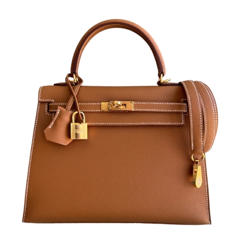Hermes Birkin 25 Bag Sellier Gold w/ Gold Hardware Epsom Leather