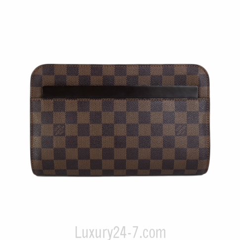 Louis Vuitton Saint Louis Clutch Hand Bag Purse Damier Ebene