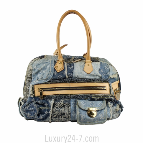 Louis Vuitton Blue Monogram Patchwork Denim Limited Edition Bowly Bag Louis  Vuitton