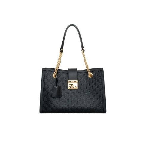 Gucci medium padlock on sale signature leather shoulder bag