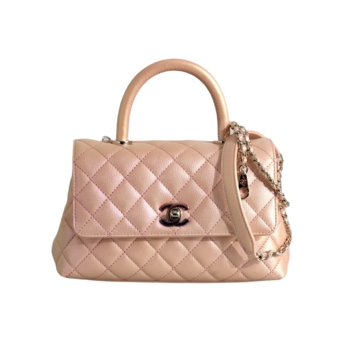 CHANEL 21K Iridescent Pink Small (Mini) Coco Handle *New - Timeless Luxuries