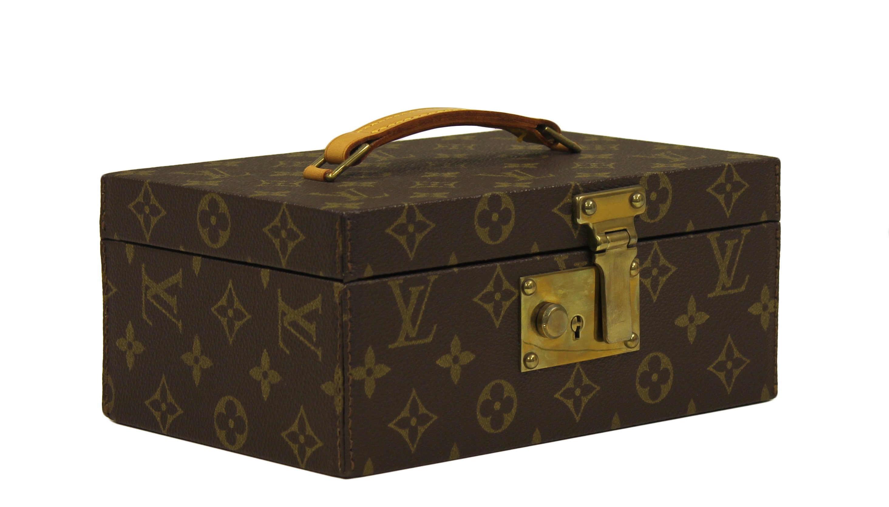 Pre-Owned Louis Vuitton Monogram Trunk Jewelry Box Case Brown x
