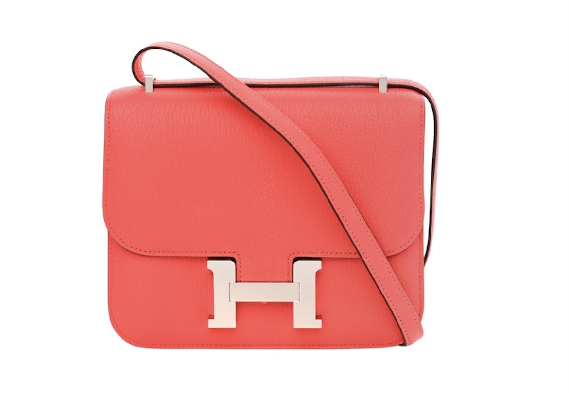 Hermes Constance 18 In Mauve Pale Chevre Mysore Leather With Rose Gold  Hardware