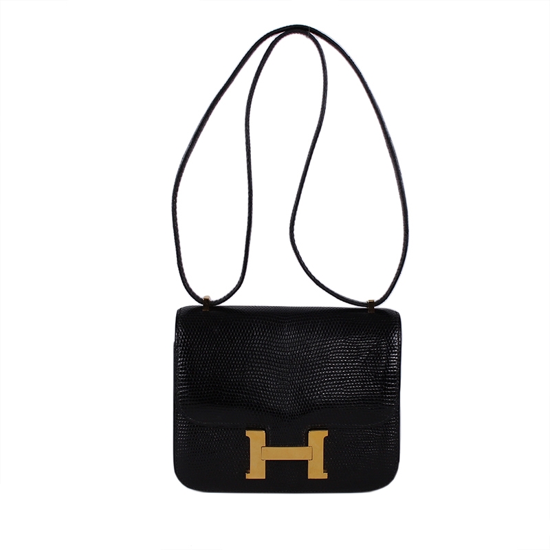 Hermes Alezan Doblis Black Swift Constance Double Gusset MM Bag - Chicjoy