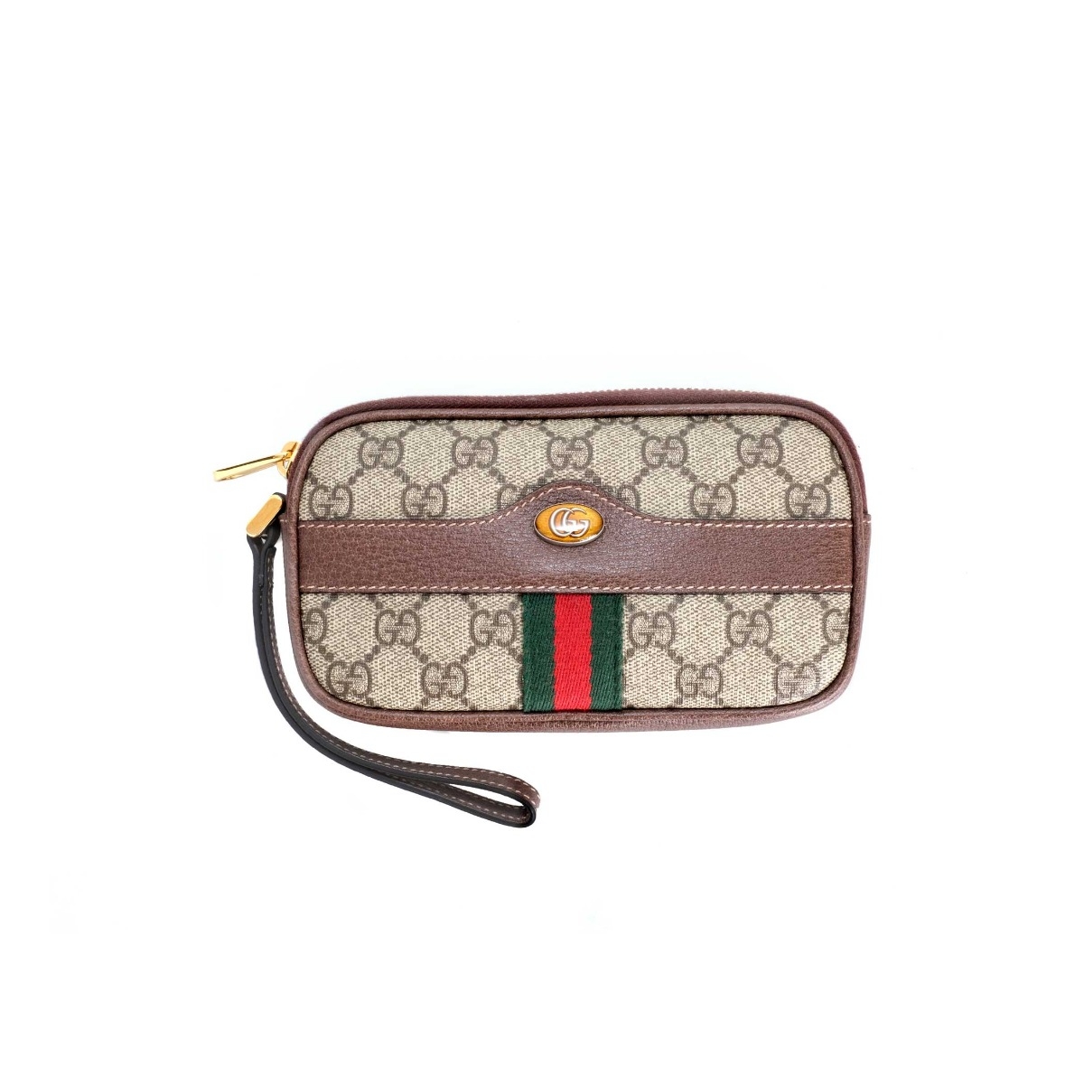 GUCCI Ophidia GG Supreme Monogram Phone Case Wristlet Beige 598654