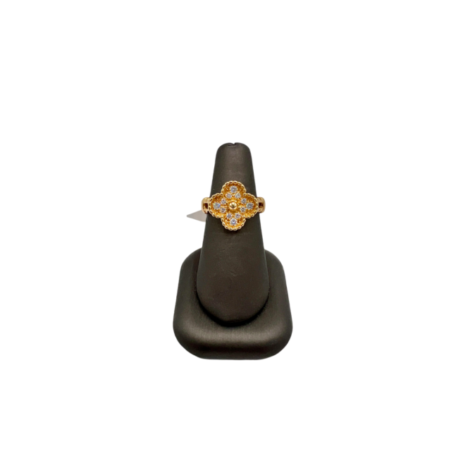 Van Cleef & Arpels 18K yellow gold, Diamond Vintage Alhambra Ring size 6