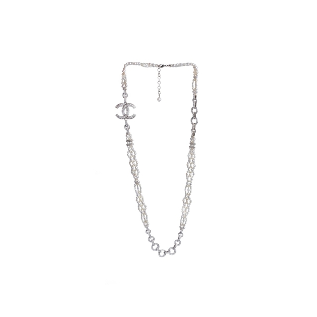Chanel Resin & Faux Pearl 2021 Collection with Faux Diamond Chain Link