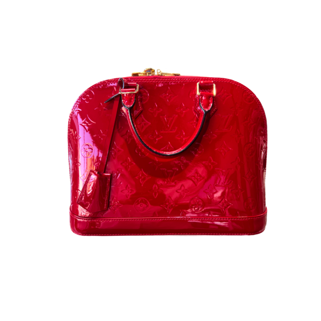 Louis Vuitton Red Monogram Vernis Alma MM Top Handle Bag