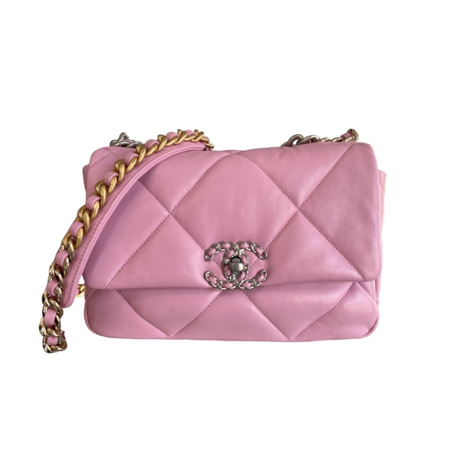 Chanel Pink Lambskin Medium 19 Flap Bag