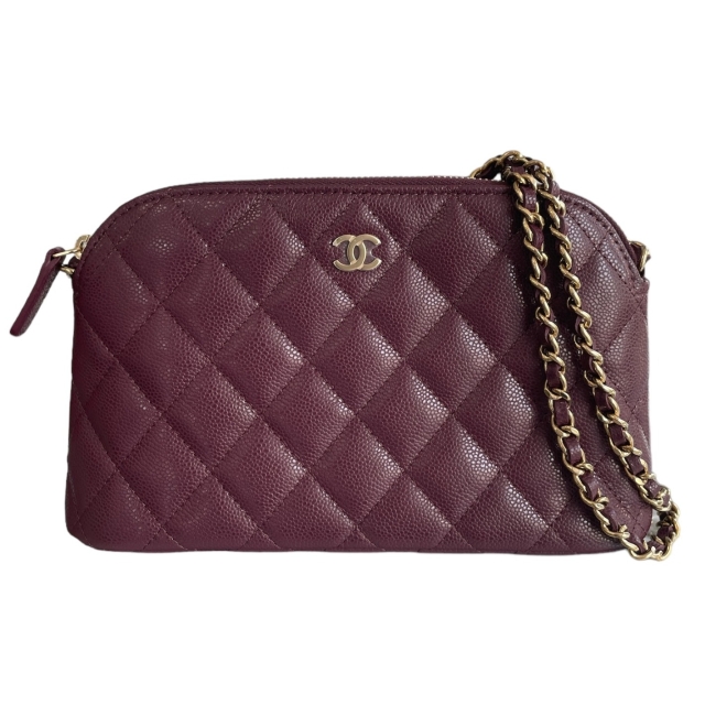 2024 SS Chanel Wine Caviar Quilted Leather Crossbody Bag
