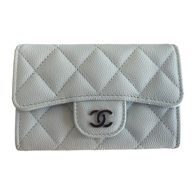 Chanel Ice Blue Caviar Leather Wallet