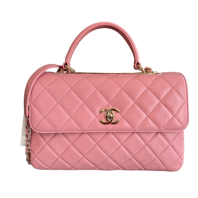 Chanel Pink Lambskin Medium Trendy Shoulder Bag