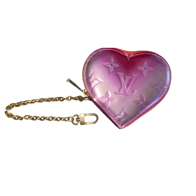 Louis Vuitton Pink Metallic Monogram Vernis Degrade Heart Coin Purse