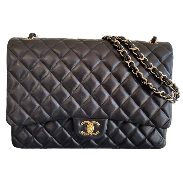 Chanel Black Quilted Lambskin Maxi Shoulder Bag