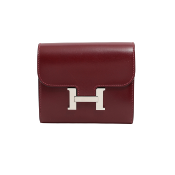 Hermes Rouge Box Leather Constance Compact Wallet WPH