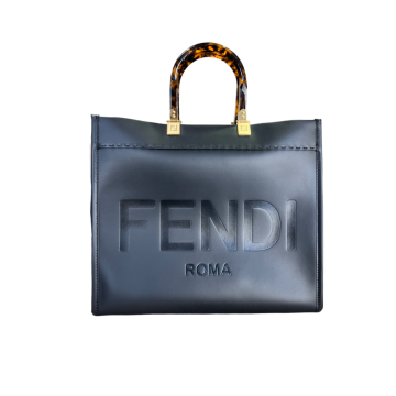 Fendi Black Leather Sunshine Shopper Medium Tote 