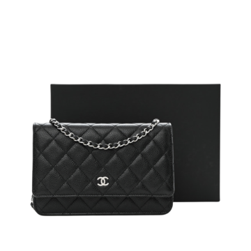 Chanel Black Caviar Wallet On Chain Bag with Silver-Tone Hardware