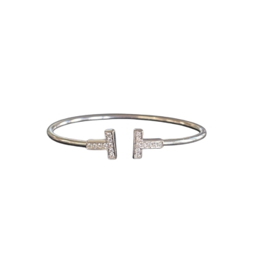 Tiffany & Co 18K White Gold T Wire Bracelet with Diamonds