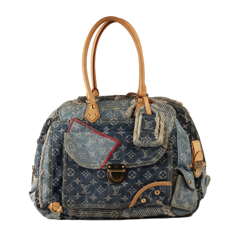 Authentic Louis Vuitton Blue Denim Patchwork Bowly Bag – Paris Station Shop