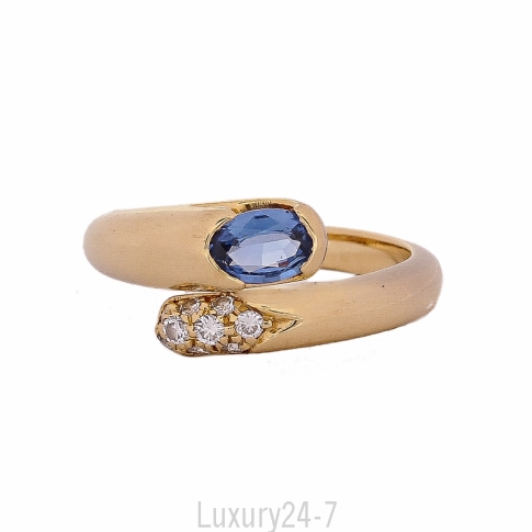 Bvlgari 18k Sapphire & Diamond Bypass Snake Ring